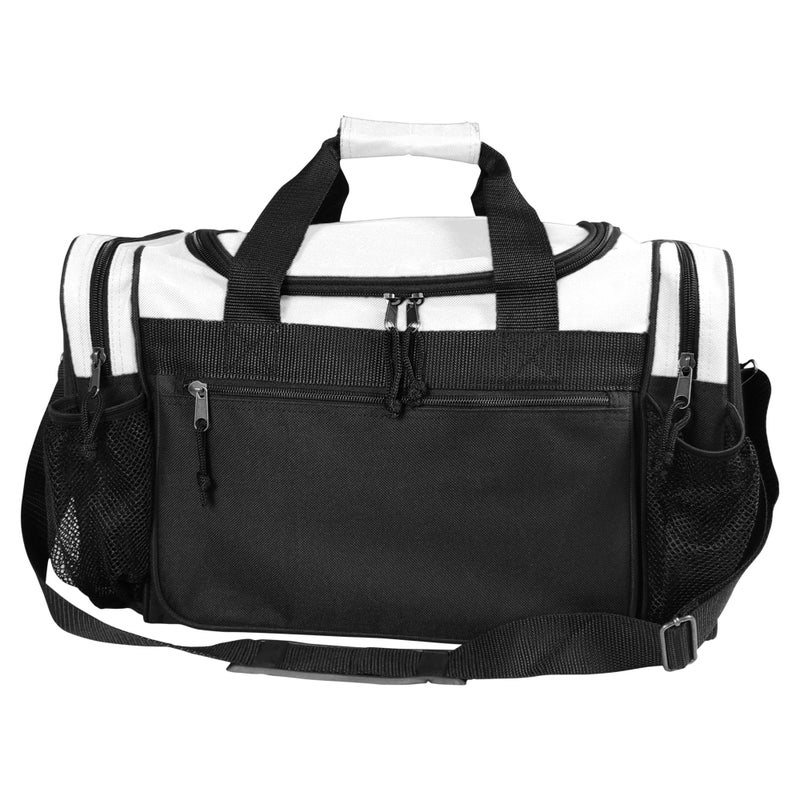 DALIX 17" Duffle Bag Dual Front Mesh Pocket in White - Image 2